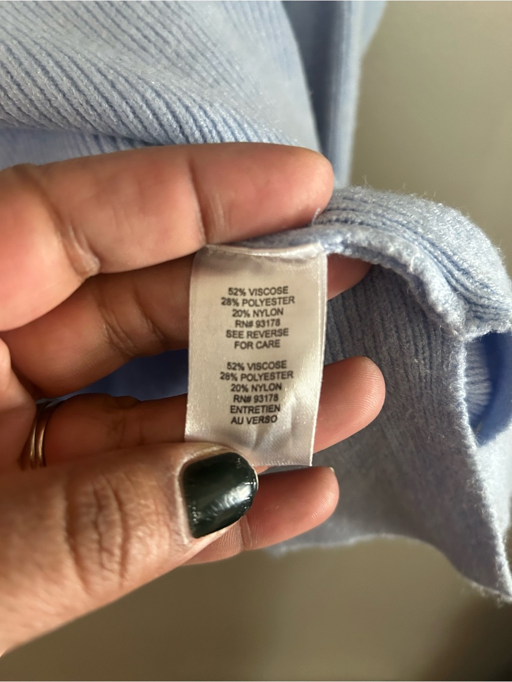 T Tahari Sweater - light blue v-neck ribbed with hood - Picture 8 of 11